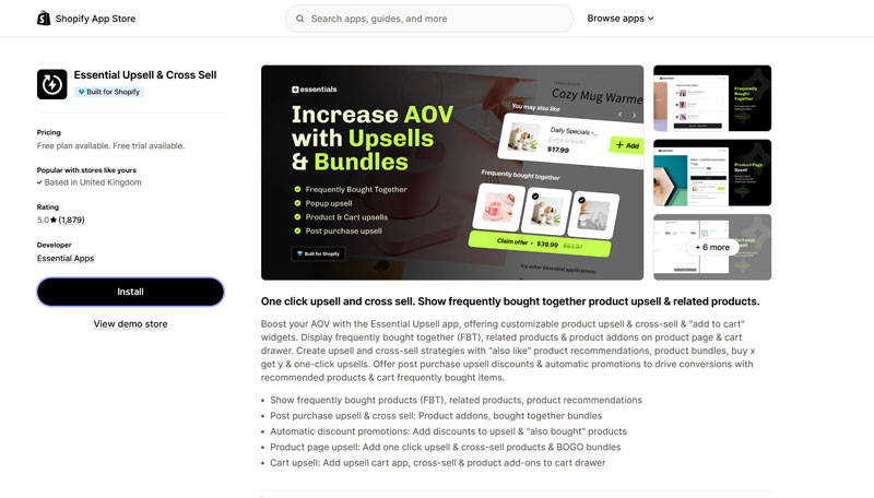 Essential Upsell and Cross Sell Shopify App